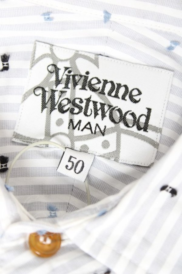 画像5: ヴィヴィアンウエストウッド MAN 中古 / CLASSIC STRIPE SHIRTS 50 グレー×ホワイト  Y-26-01-28-015-bl-SZ-OS (5)
