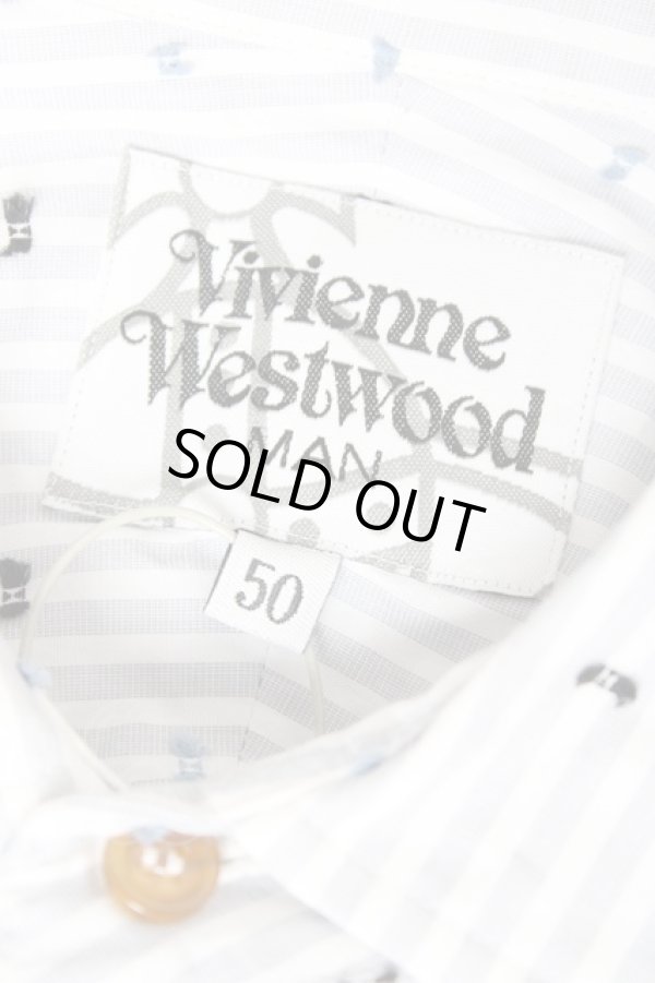 画像5: ヴィヴィアンウエストウッド MAN 中古 / CLASSIC STRIPE SHIRTS 50 グレー×ホワイト  Y-26-01-28-015-bl-SZ-ZH (5)