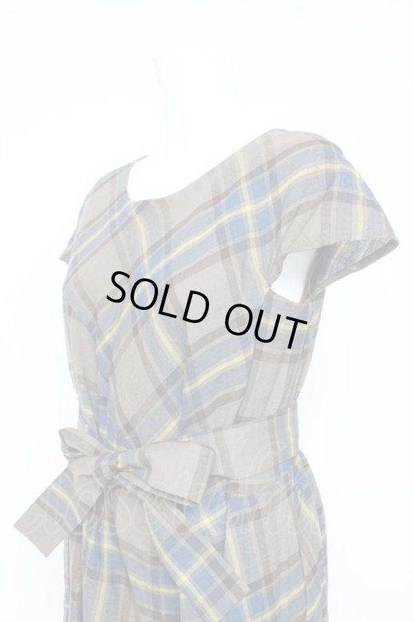 画像3: ヴィヴィアンウエストウッド 中古 / チェックノースリーブワンピース 2 カーキ  Y-26-02-11-033-op-SZ-ZY (3)