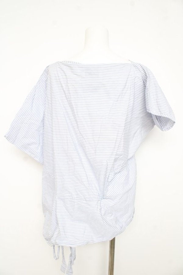 画像2: ヴィヴィアンウエストウッド 中古 / コットンストライプスクエアシャツ L サックス  Y-26-02-11-001-bl-YM-ZY (2)