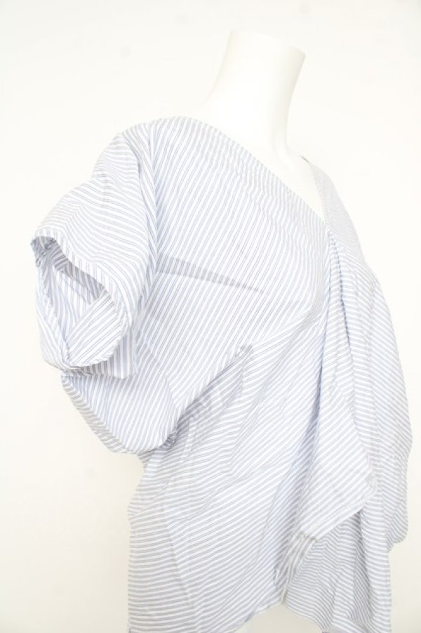 画像3: ヴィヴィアンウエストウッド 中古 / コットンストライプスクエアシャツ L サックス  Y-26-02-11-001-bl-YM-ZY (3)