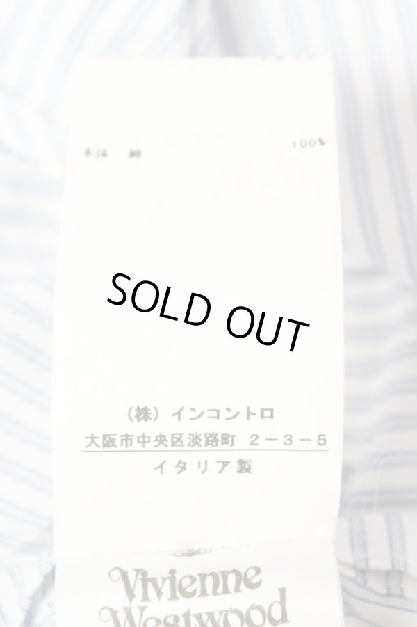 画像6: ヴィヴィアンウエストウッド 中古 / コットンストライプスクエアシャツ L サックス  Y-26-02-11-001-bl-YM-ZS (6)