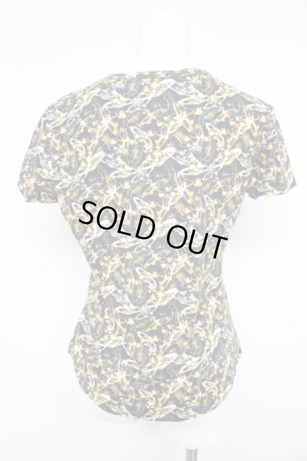 画像2: ヴィヴィアンウエストウッド 中古 / オーブ総柄Tシャツ L ブラックｘイエロー  Y-26-02-11-016-ts-YM-ZS (2)