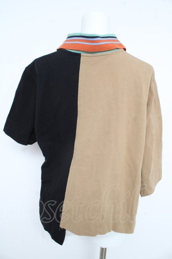 画像2: ヴィヴィアンウエストウッド 中古 / リメイクPOLOトップ オーブスター刺繍 00 黒×ベージュ  Y-26-02-11-021-to-SZ-ZY (2)