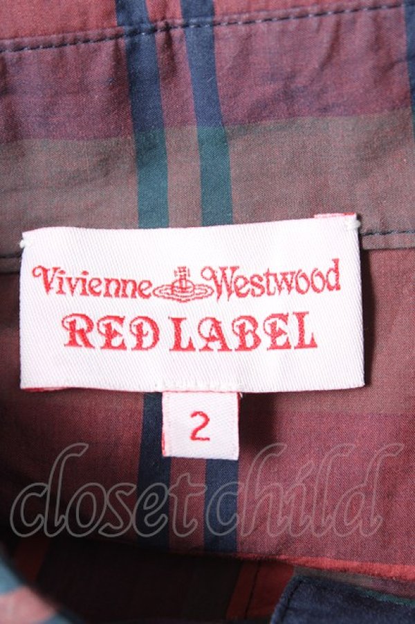 画像4: ヴィヴィアンウエストウッド 中古 / タータンチェックシャツワンピース 2 レッド×ネイビー×グリーン  Y-26-02-22-025-op-SZ-ZY (4)