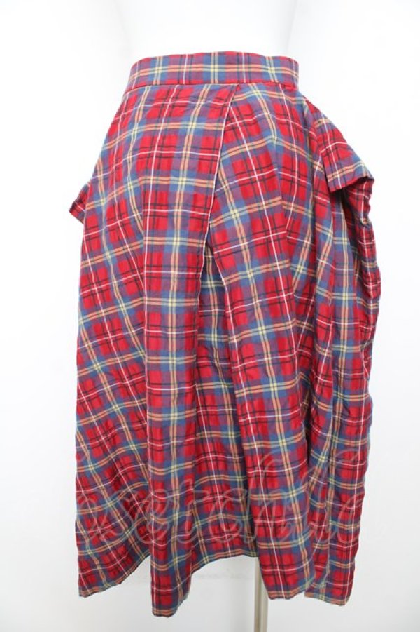 画像2: ヴィヴィアンウエストウッド 中古 / タータンチェック変形スカート 02 赤  Y-26-02-22-029-bl-SZ-ZY (2)