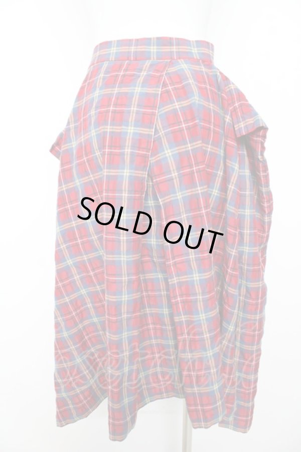 画像2: ヴィヴィアンウエストウッド 中古 / タータンチェック変形スカート 02 赤  Y-26-02-22-029-bl-SZ-ZY (2)