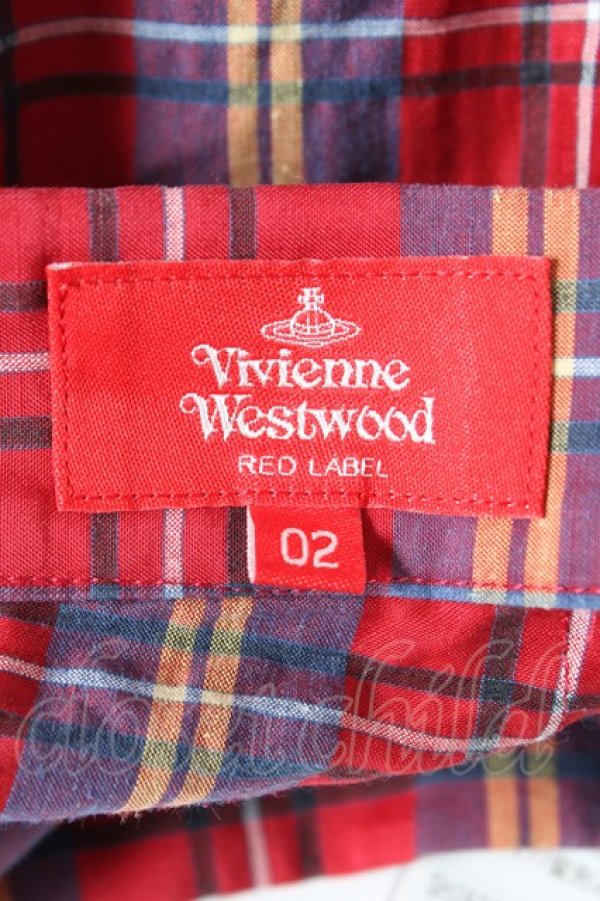 画像4: ヴィヴィアンウエストウッド 中古 / タータンチェック変形スカート 02 赤  Y-26-02-22-029-bl-SZ-ZY (4)