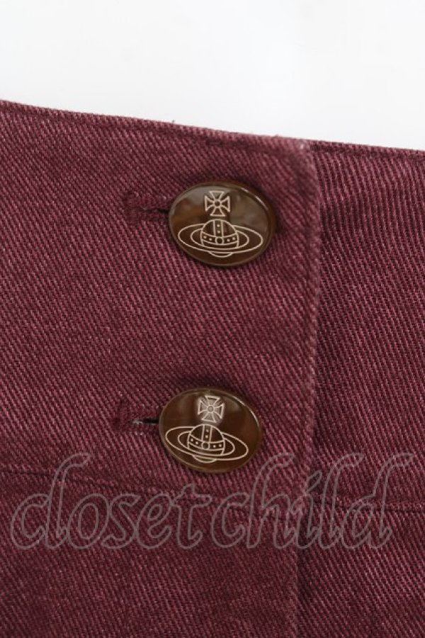 画像3: ヴィヴィアンウエストウッド 中古 / ハイウエストワイドデニムパンツ 02 バーガンディー  Y-26-02-22-031-pa-SZ-ZY (3)