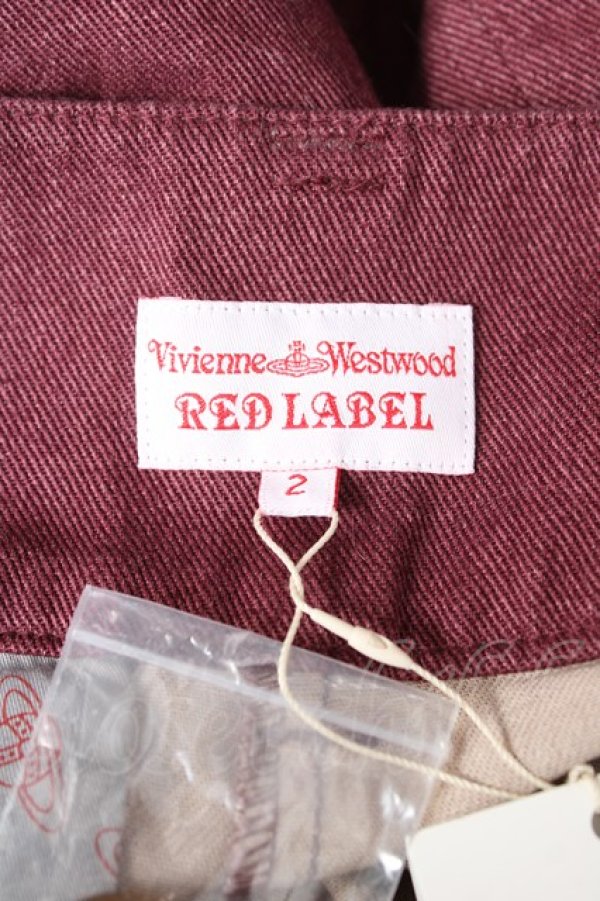 画像4: ヴィヴィアンウエストウッド 中古 / ハイウエストワイドデニムパンツ 02 バーガンディー  Y-26-02-22-031-pa-SZ-ZY (4)