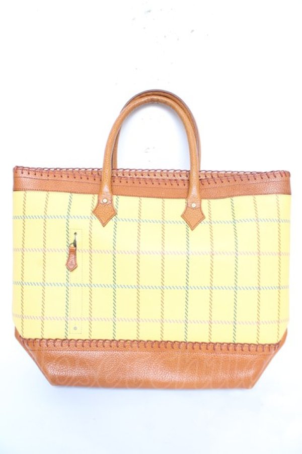 画像2: ヴィヴィアンウエストウッド 中古 / ORB チェック柄レザーバッグ  イエロー  Y-26-02-22-014-ba-SZ-ZY (2)