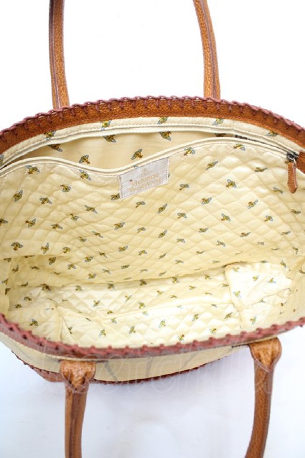 画像3: ヴィヴィアンウエストウッド 中古 / ORB チェック柄レザーバッグ  イエロー  Y-26-02-22-014-ba-SZ-ZY (3)