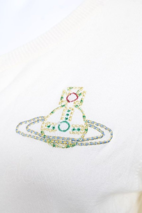 画像3: ヴィヴィアンウエストウッド 中古 / ラメオーブ刺繍カーディガン 2 オフ白  Y-26-02-22-016-to-SZ-ZY (3)