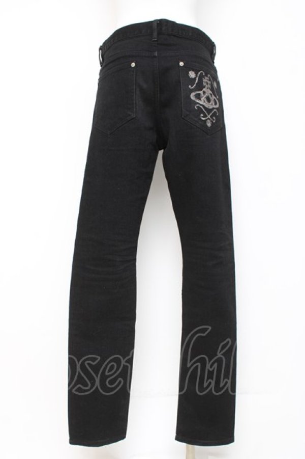 画像2: ヴィヴィアンウエストウッド MAN 中古 / ORB プリントデニムパンツ 44 ブラック  Y-26-03-15-029-pa-SZ-ZY (2)