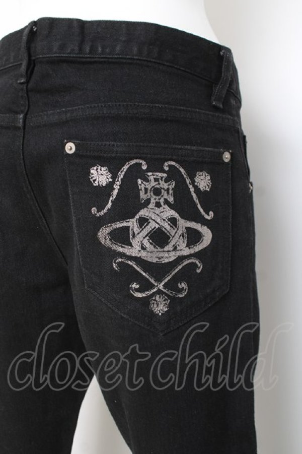 画像3: ヴィヴィアンウエストウッド MAN 中古 / ORB プリントデニムパンツ 44 ブラック  Y-26-03-15-029-pa-SZ-ZY (3)