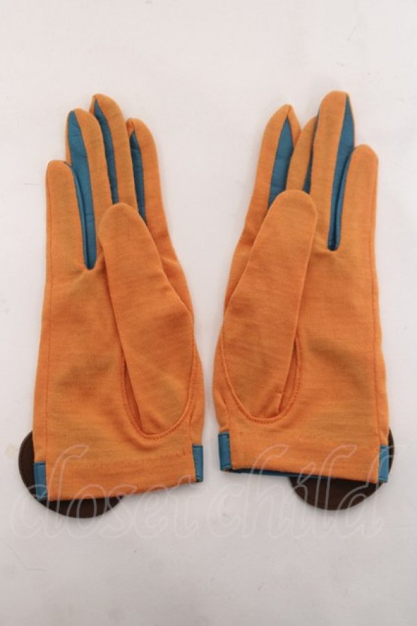 画像2: ヴィヴィアンウエストウッド 中古 / バイカラーレザーグローブ  オレンジ  Y-26-03-15-006-gd-SZ-ZY (2)