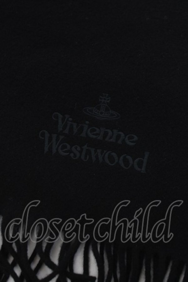 画像2: ヴィヴィアンウエストウッド 中古 / ロゴ刺繍マフラー  ブラック  Y-26-03-15-012-gd-SZ-ZY (2)