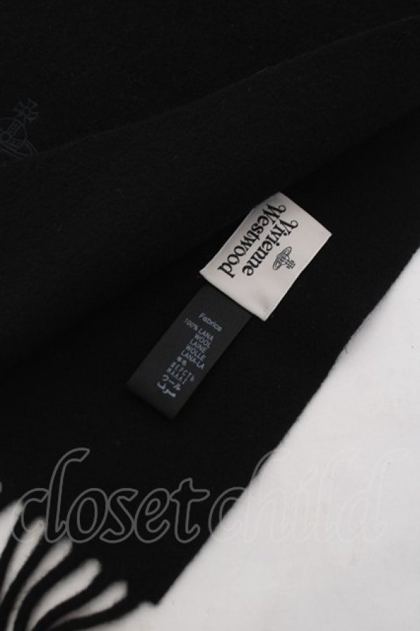 画像3: ヴィヴィアンウエストウッド 中古 / ロゴ刺繍マフラー  ブラック  Y-26-03-15-012-gd-SZ-ZY (3)