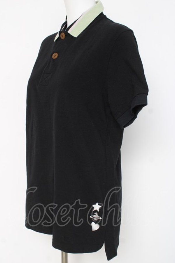 画像2: ヴィヴィアンウエストウッド MAN 中古 / HEART STAR ORBポロシャツ 44 ブラック  Y-26-03-15-019-bl-SZ-ZY (2)