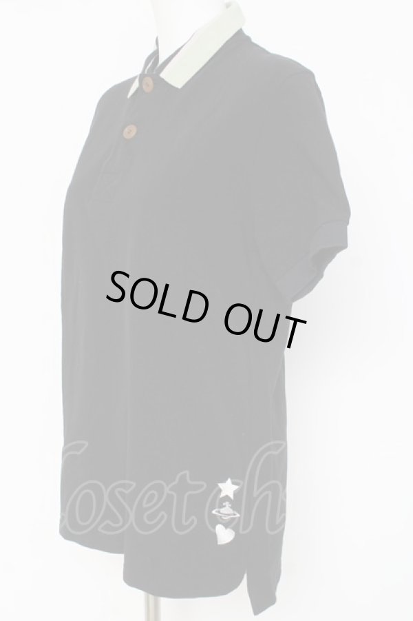 画像2: ヴィヴィアンウエストウッド MAN 中古 / HEART STAR ORBポロシャツ 44 ブラック  Y-26-03-15-019-bl-SZ-ZY (2)