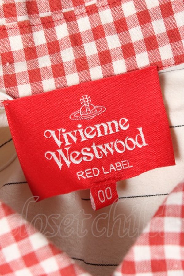 画像5: ヴィヴィアンウエストウッド 中古 / ギンガムブロッキングシャツ 00 レッド  Y-26-03-15-021-bl-SZ-ZY (5)