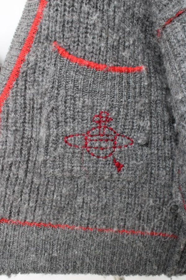 画像4: ヴィヴィアンウエストウッド 中古 / ウルグアイウールローゲージカーディガン 00 グレー  Y-26-03-15-022-to-SZ-ZY (4)