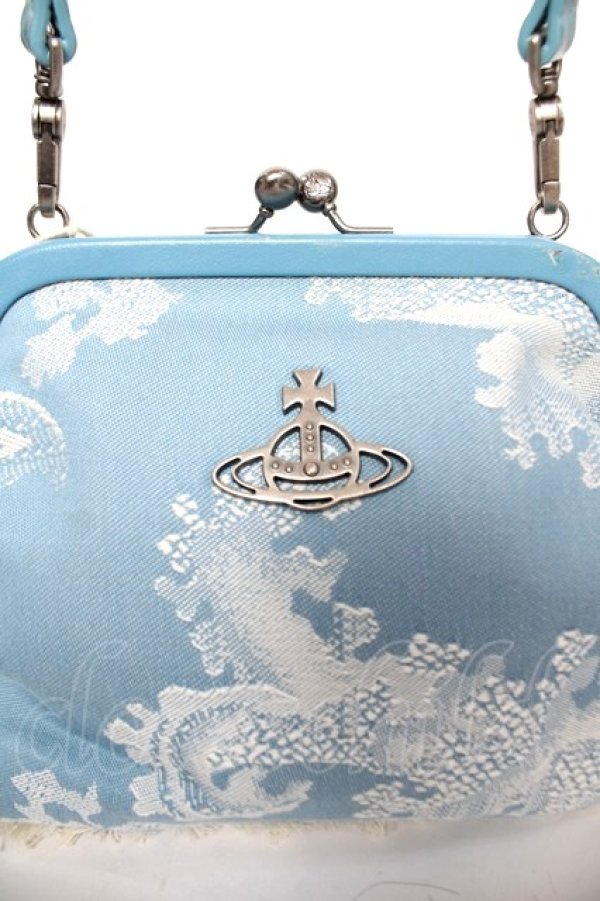 画像3: ヴィヴィアンウエストウッド 中古 / JACQUARD FRINGE BAG  サックス  Y-26-03-22-038-ba-SZ-ZY (3)