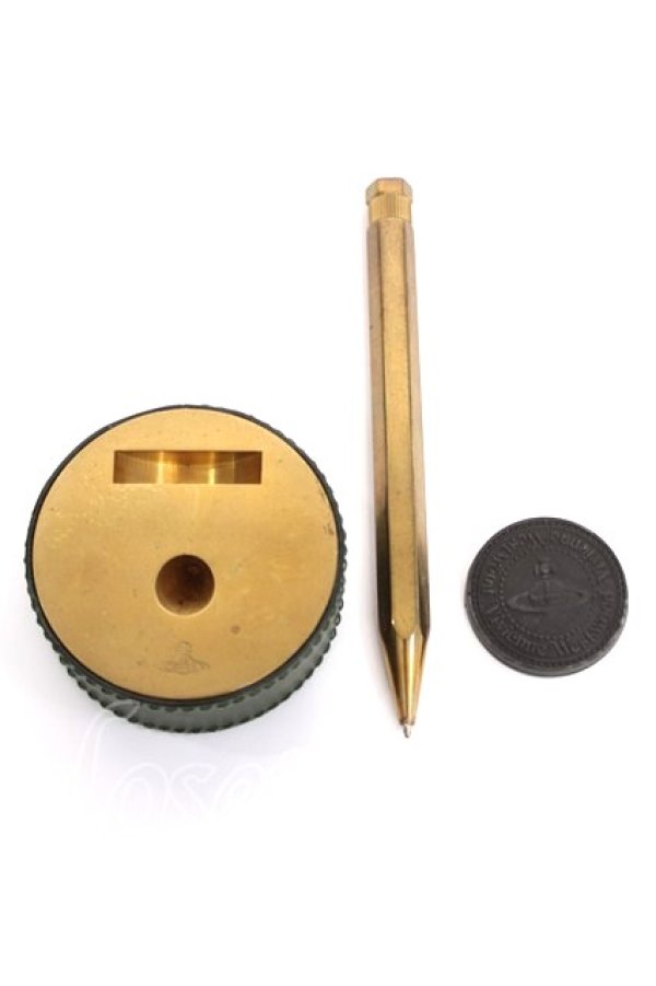 画像2: ヴィヴィアンウエストウッド 中古 / BRASS COINペンスタンド（ペン・消シゴム付キ）  グリーン  Y-26-03-22-015-gd-SZ-ZY (2)