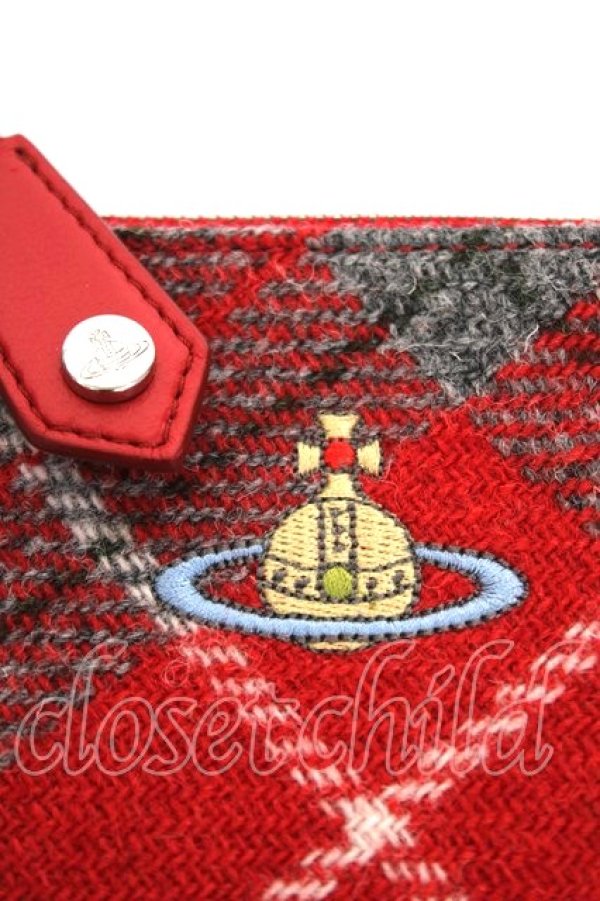 画像3: ヴィヴィアンウエストウッド 中古 / Tartan Wool Coin Purse  レッド  Y-26-03-22-029-gd-SZ-ZY (3)
