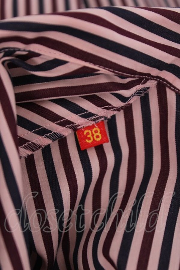 画像5: ヴィヴィアンウエストウッド 中古 / カラーオーブ刺繍ストライプブラウス 38 レッド  Y-26-04-08-032-bl-SZ-ZY (5)