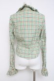 画像2: ヴィヴィアンウエストウッド 中古 / チェック柄高襟ブラウス 10 グリーン/ベージュ  Y-26-04-08-033-bl-SZ-ZY (2)