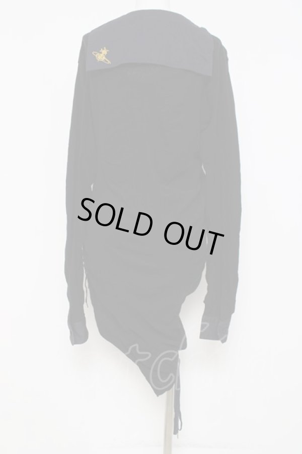 画像2: ヴィヴィアンウエストウッド MAN 中古 / セーラーカラー変形トップス 44 黒  Y-26-04-08-037-to-SZ-ZY (2)