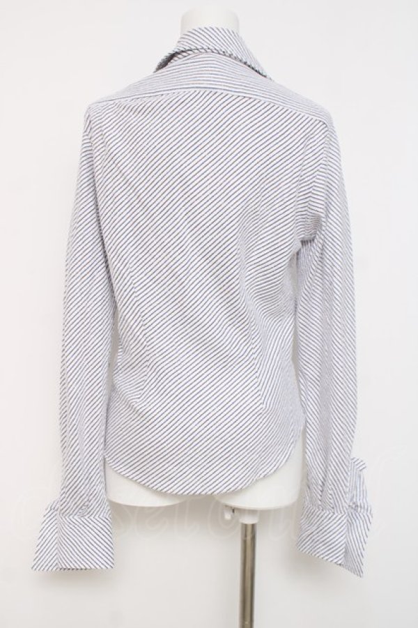画像2: ヴィヴィアンウエストウッド 中古 / DRUNKEN SHIRT 42 ホワイト/ブルー×ブラウンストライプ  Y-26-04-08-043-bl-OD-ZY (2)