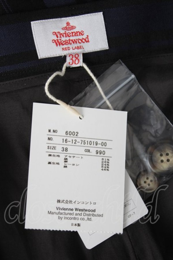 画像5: ヴィヴィアンウエストウッド 中古 / STRIPESパンツ 38 ブラック/ネイビー  Y-26-04-08-047-pa-OD-ZY (5)