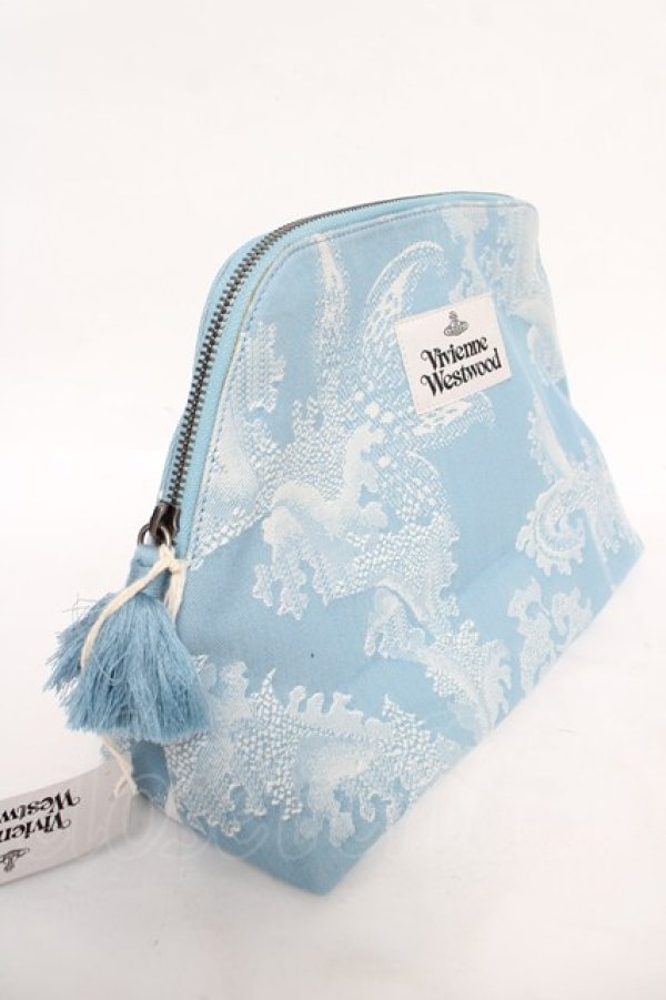画像3: ヴィヴィアンウエストウッド 中古 / JACQUARD LARGE WASH BAG  サックス  Y-26-04-15-004-ba-SZ-ZY (3)