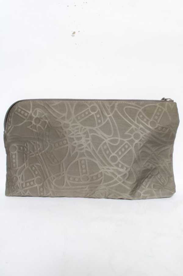 画像2: ヴィヴィアンウエストウッド 中古 / BAGラインORBエンボスクラッチバッグ  グレー  Y-26-04-15-005-ba-AS-ZY (2)