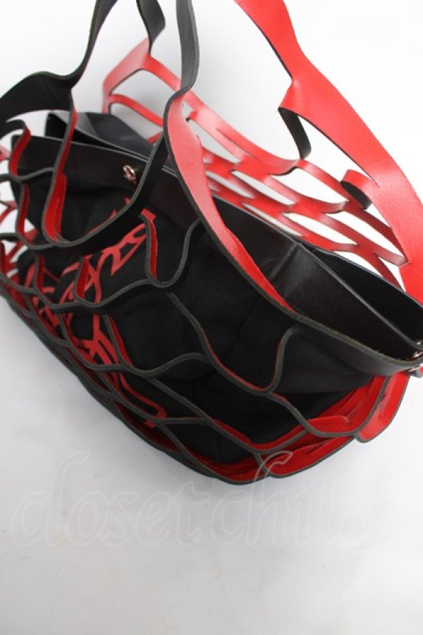 画像3: ヴィヴィアンウエストウッド 中古 / スラッシュレザーハンドバッグ  赤×黒  Y-26-04-15-009-ba-AS-ZY (3)