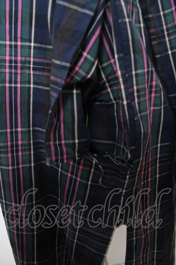 画像3: ヴィヴィアンウエストウッド MAN 中古 / チェック柄ロングシャツ 44 ネイビー×グリーン  Y-26-05-03-035-bl-SZ-ZY (3)
