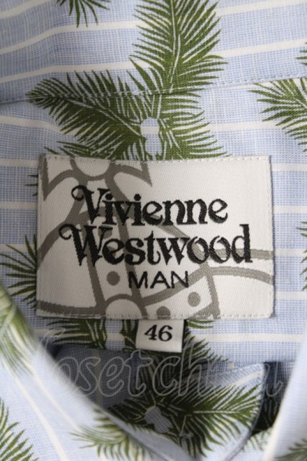 画像4: ヴィヴィアンウエストウッド MAN 中古 / パームツリーガラシャツ 46 ブルー/グリーン  Y-26-05-03-044-bl-SZ-ZY (4)
