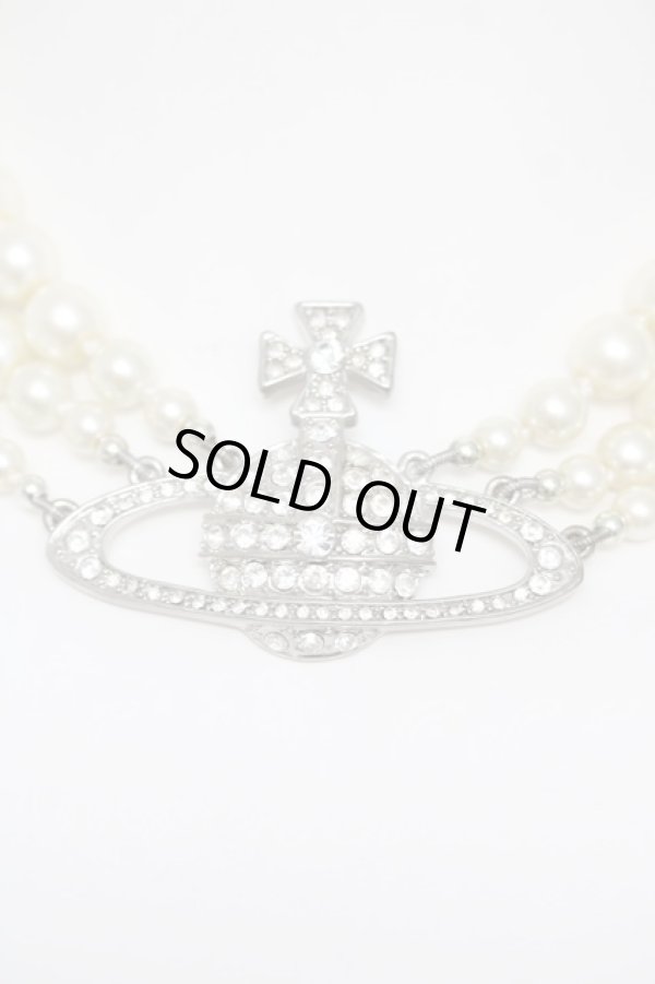 画像2: ヴィヴィアンウエストウッド 中古 / bass relief peal choker(3row)  シルバー  Y-26-05-03-018-nl-SZ-ZY (2)