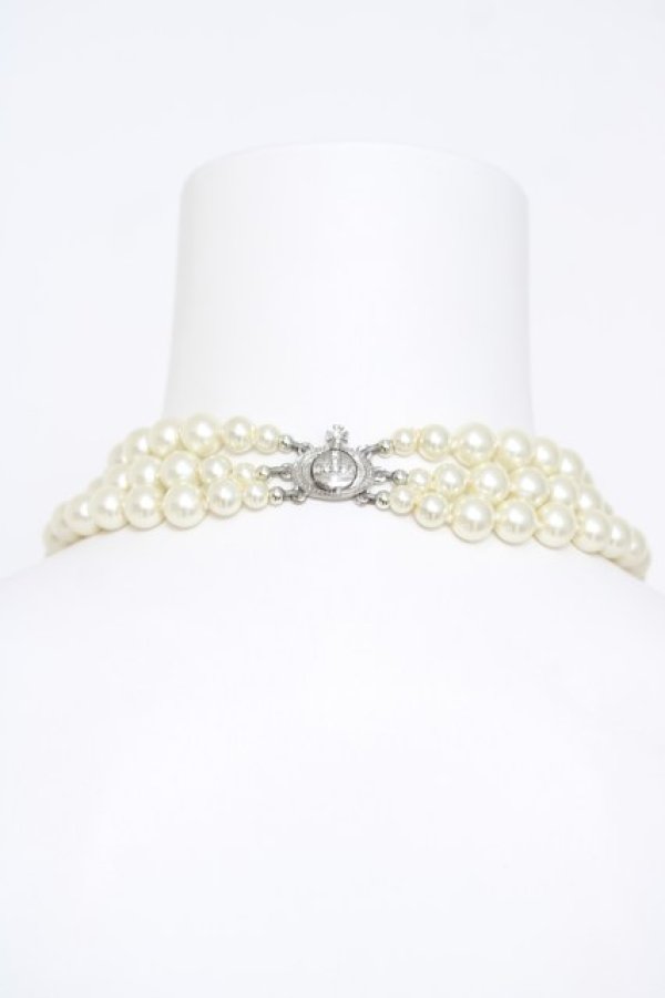 画像3: ヴィヴィアンウエストウッド 中古 / bass relief peal choker(3row)  シルバー  Y-26-05-03-018-nl-SZ-ZY (3)