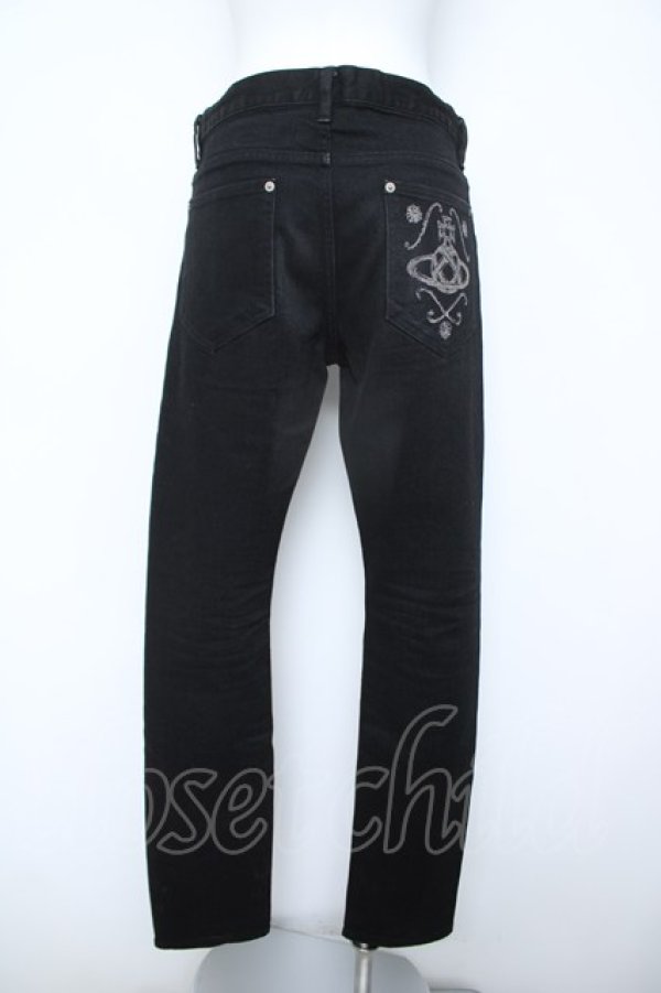 画像2: ヴィヴィアンウエストウッド MAN 中古 / ORB プリントデニムパンツ 44 ブラック  Y-26-06-07-025-pa-SZ-ZY (2)