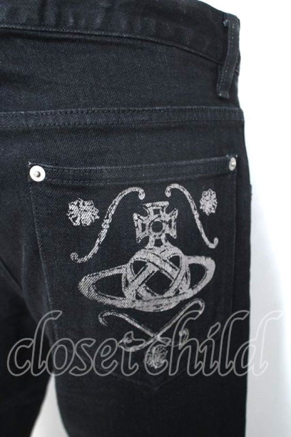 画像3: ヴィヴィアンウエストウッド MAN 中古 / ORB プリントデニムパンツ 44 ブラック  Y-26-06-07-025-pa-SZ-ZY (3)