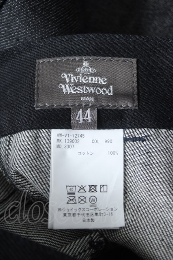 画像4: ヴィヴィアンウエストウッド MAN 中古 / BARBED WIRE CIRCLE ORB MIX COLOR ASYMMETRY DENIM 44 ブラック  Y-26-06-07-026-pa-SZ-ZY (4)