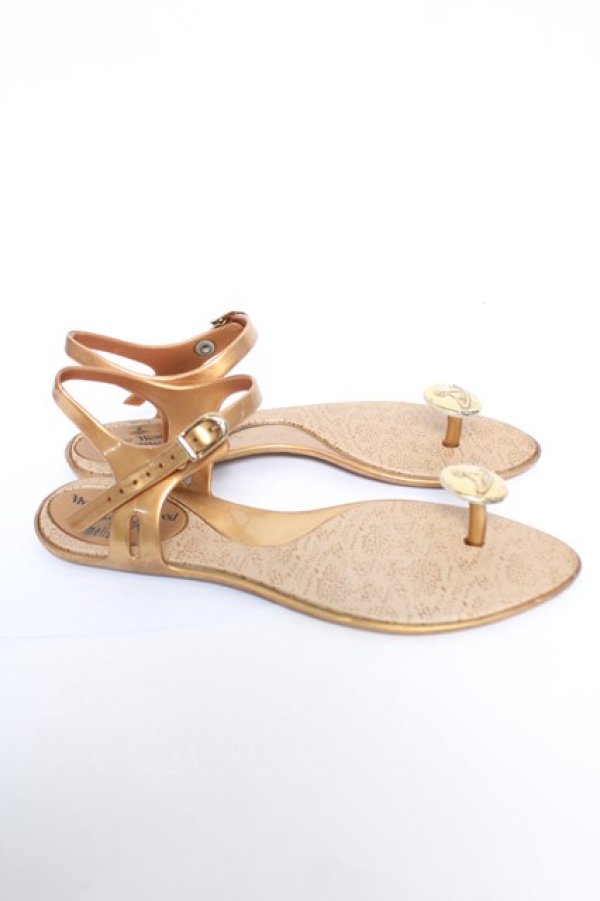 画像4: ヴィヴィアンウエストウッド×Melissa 中古 / ボタンサンダル 6 ゴールド  Y-26-06-07-014-sh-SZ-ZY (4)