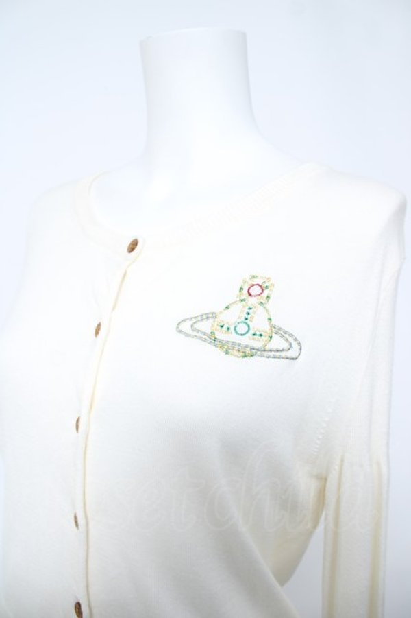 画像3: ヴィヴィアンウエストウッド 中古 / ラメオーブ刺繍カーディガン 2 オフ白  Y-26-06-07-016-to-SZ-ZY (3)