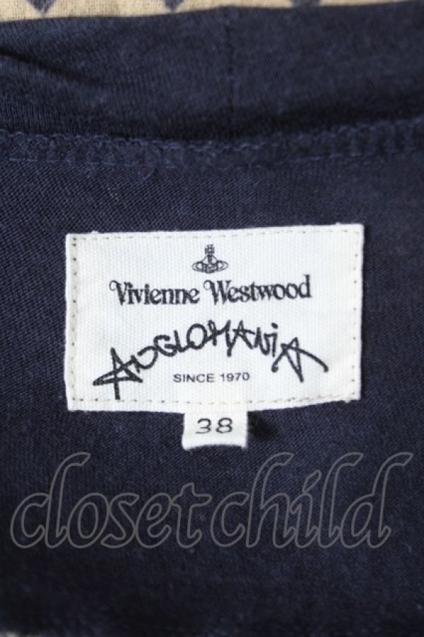 画像4: ANGLOMANIA 中古 / 総柄切リ替エロングトップス 38 ネイビー×ベージュ  Y-26-06-07-022-to-SZ-ZY (4)