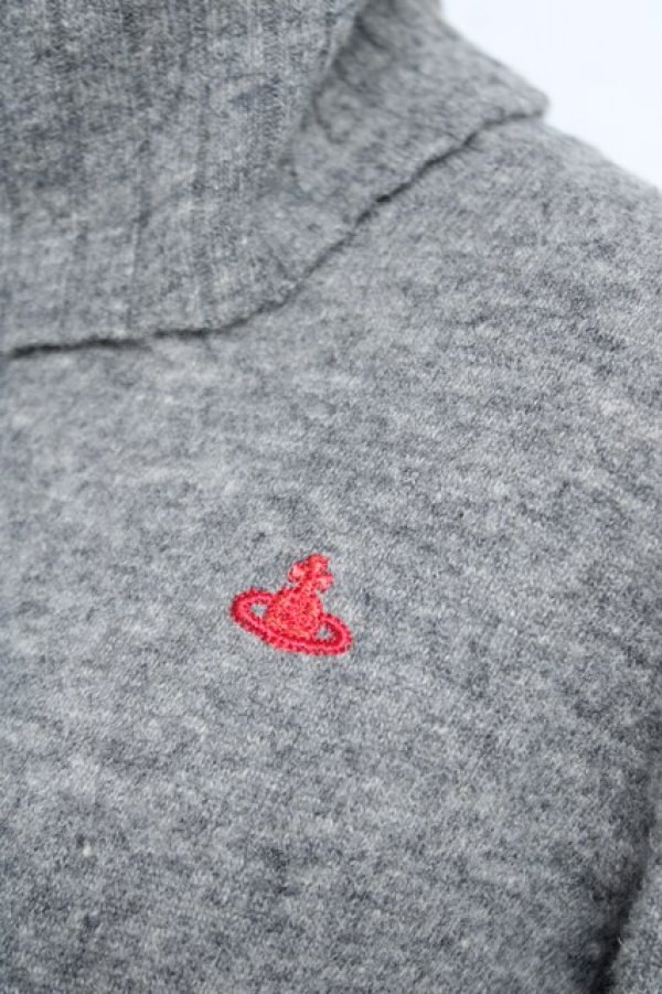 画像3: ヴィヴィアンウエストウッド 中古 / 単色オーブ刺繍ハイネックニットトップス 2 グレー  Y-26-06-10-015-to-SZ-ZY (3)