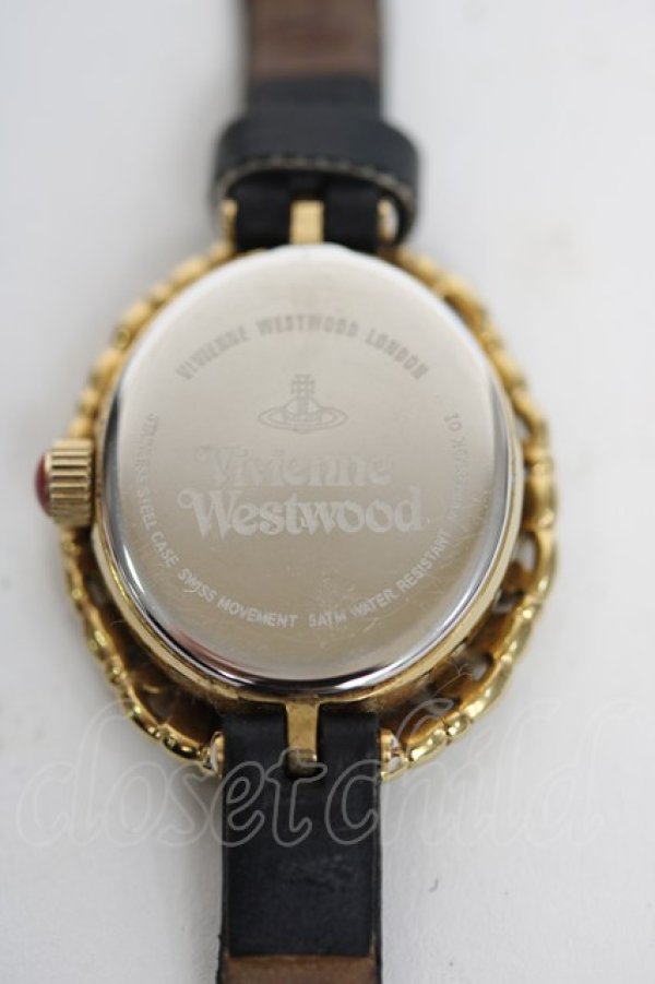 画像2: ヴィヴィアンウエストウッド 中古 / WTIMEMACHINEウォッチ  黒Ｘゴールド  Y-26-06-10-003-ac-AS-ZY (2)