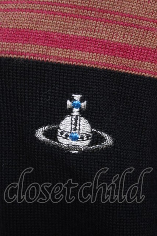 画像3: ヴィヴィアンウエストウッド MAN 中古 / オーブ刺繍ボーダーカーディガン 44 ブラウン  Y-26-06-14-006-to-SZ-ZY (3)